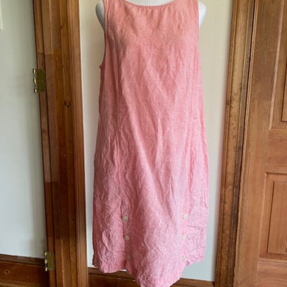 J. JILL Love Linen Popover Sleeveless Casual Shift Dress Pink Linen Wo… - Picture 1 of 16